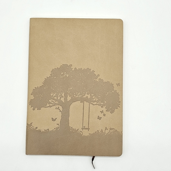 Tree of Life Faux Leather Journal Bamboo Pen Inspirational Bookmark Set Tan Pink - Picture 2 of 12